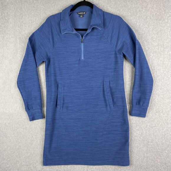 Toad & Co Blue Hibernation Quarter Zip Sweater Dress Size Small - Picture 1 of 6